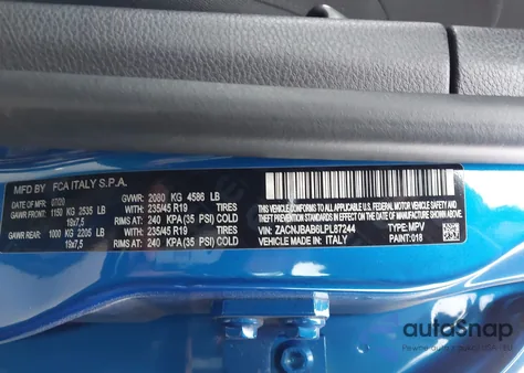 2020 Jeep Renegade Jeepster 4X4 z USA, uszkodzony, nr VIN ZACNJBAB6LPL87244